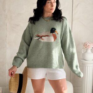 Women's Mallard Duck Graphic Sweater – Sage Green Knit